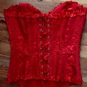 Red satin corset
